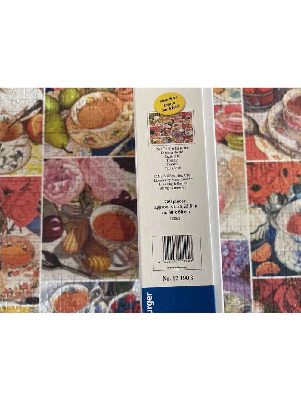 Ravensburger 750 Large Piece Format Colorful Tea and Floral Collage Puzzle - Picture 3 of 3